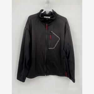 Columbia Black Full Zip Fleece Lined Athletic Track Jacket Pockets 2XL